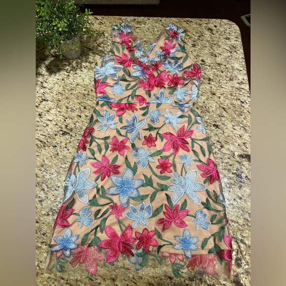 Sam Edelman Star Flower Embroidered Sheath Mini Dress 0 - Picture 2 of 8